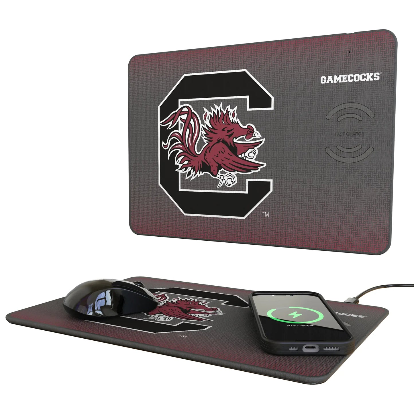 University of South Carolina Gamecocks Linen 15-Watt Wireless Charger and Mouse Pad