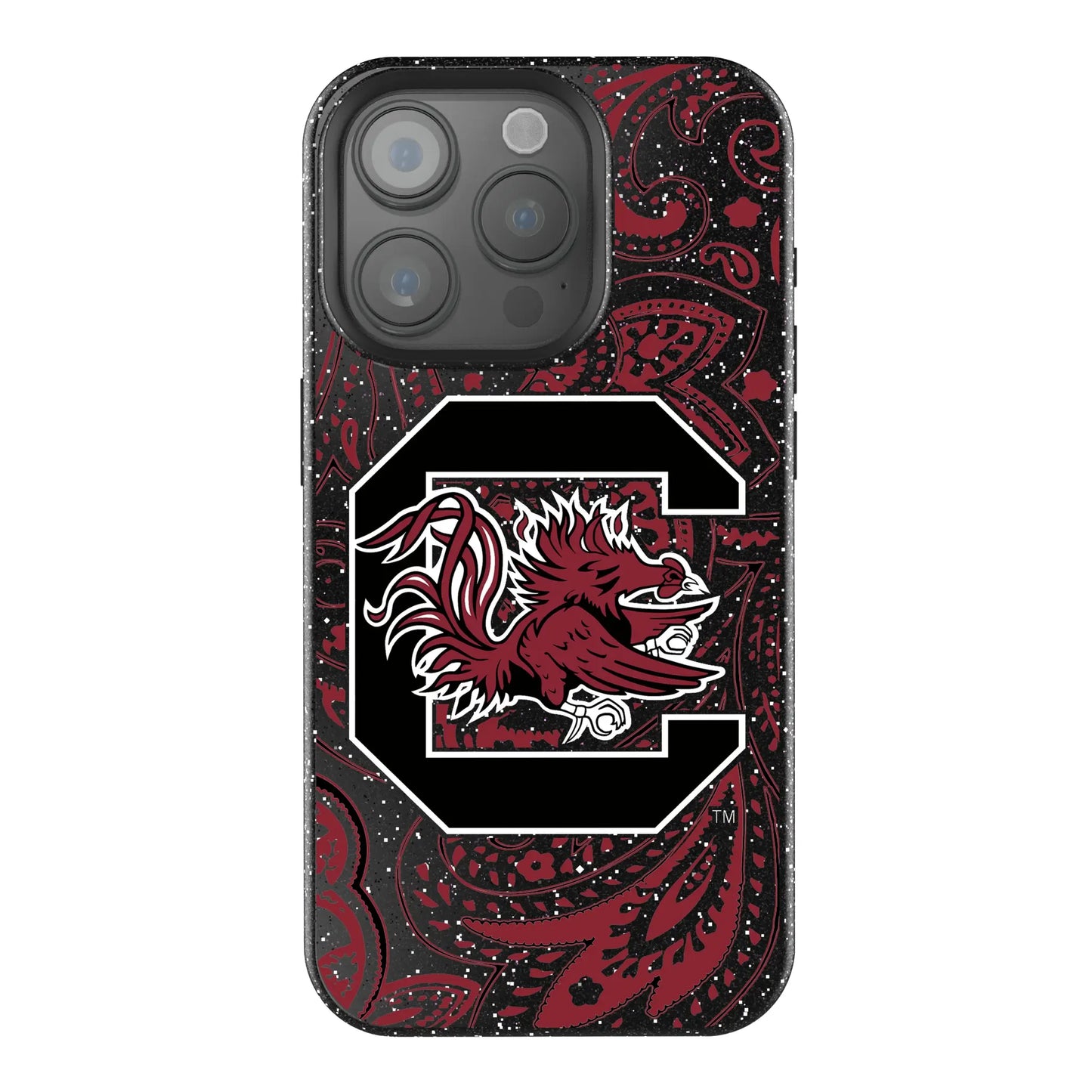 University of South Carolina Gamecocks Paisley Black Bling Phone Case for Apple iPhone