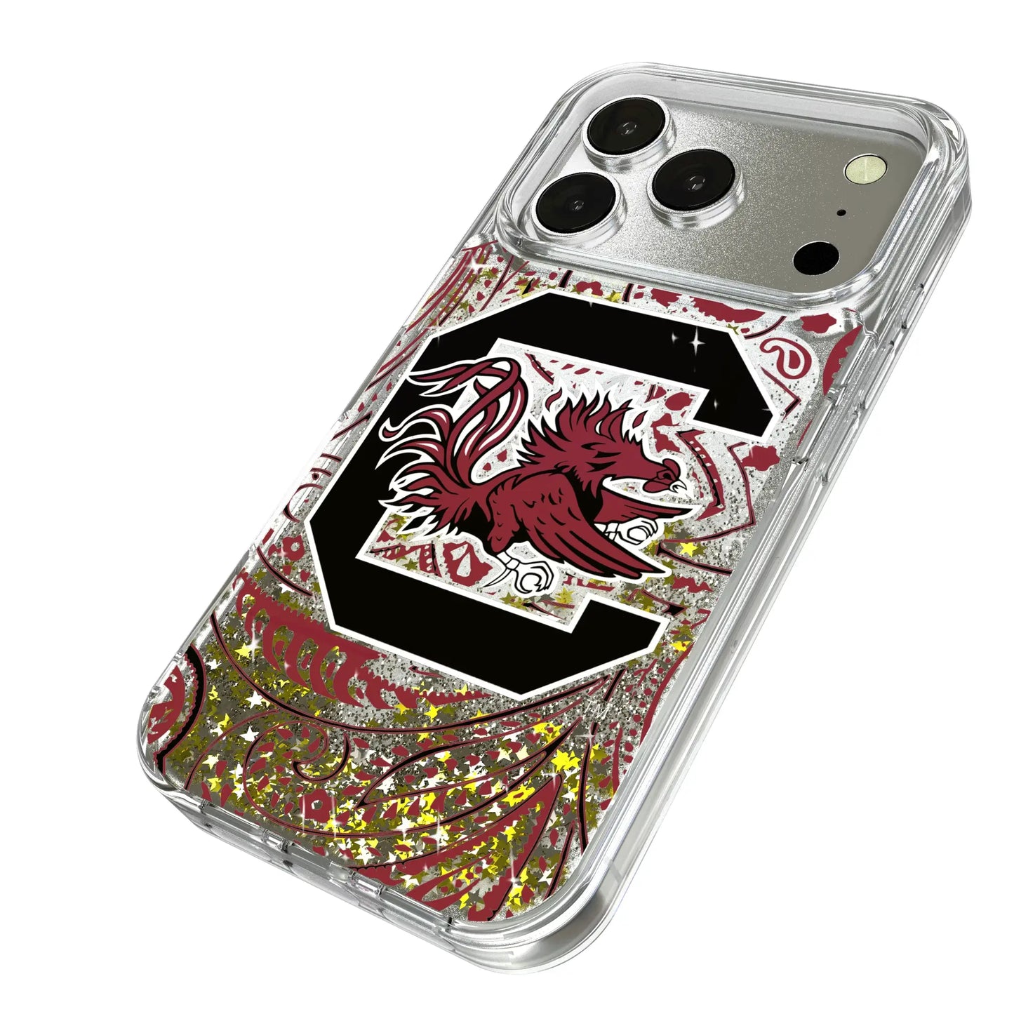 University of South Carolina Gamecocks Paisley Glitter Phone Case for Apple iPhone