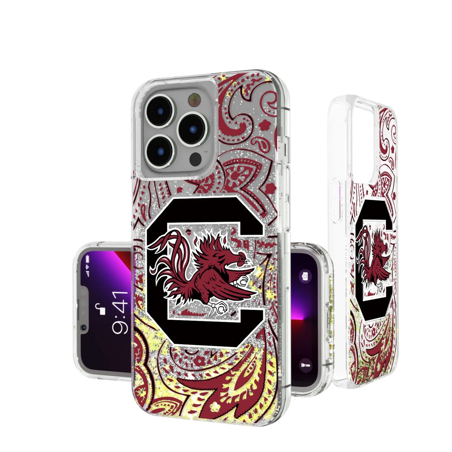 University of South Carolina Gamecocks Paisley Glitter Phone Case for Apple iPhone