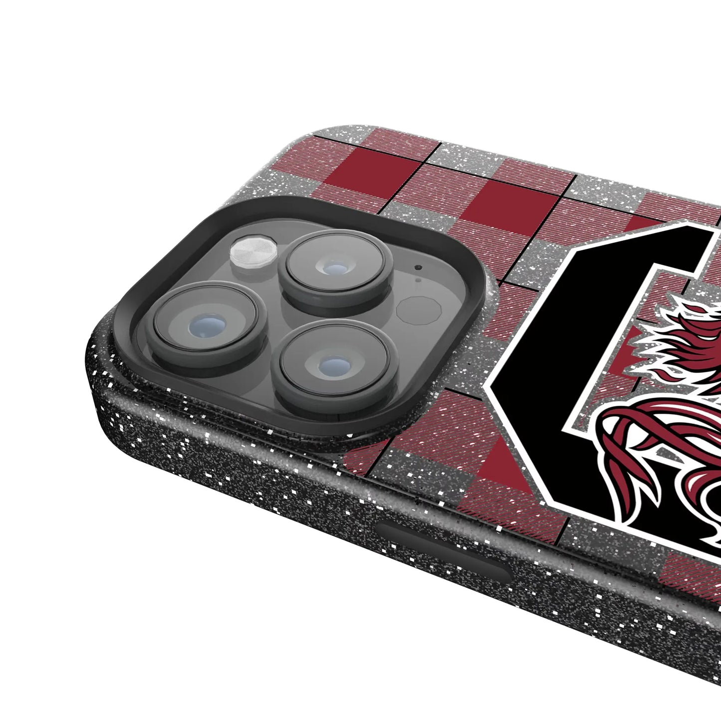 University of South Carolina Gamecocks Plaid Black Bling Phone Case for Apple iPhone