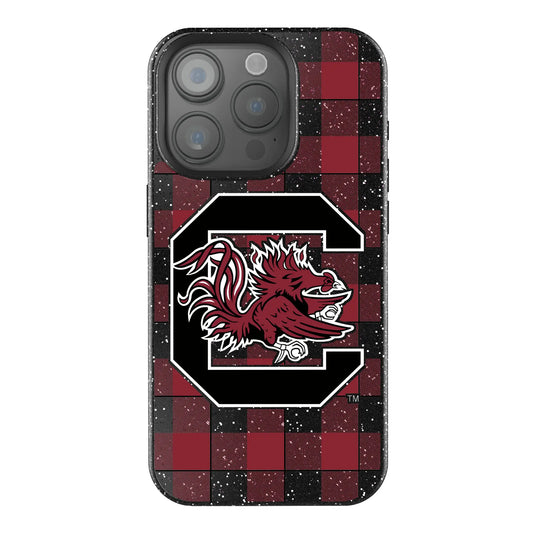 University of South Carolina Gamecocks Plaid Black Bling Phone Case for Apple iPhone