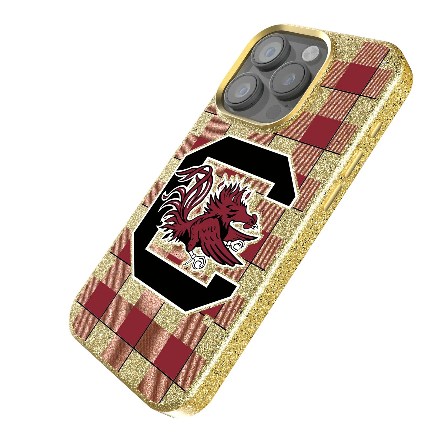 University of South Carolina Gamecocks Plaid Bling Phone Case for Apple iPhone