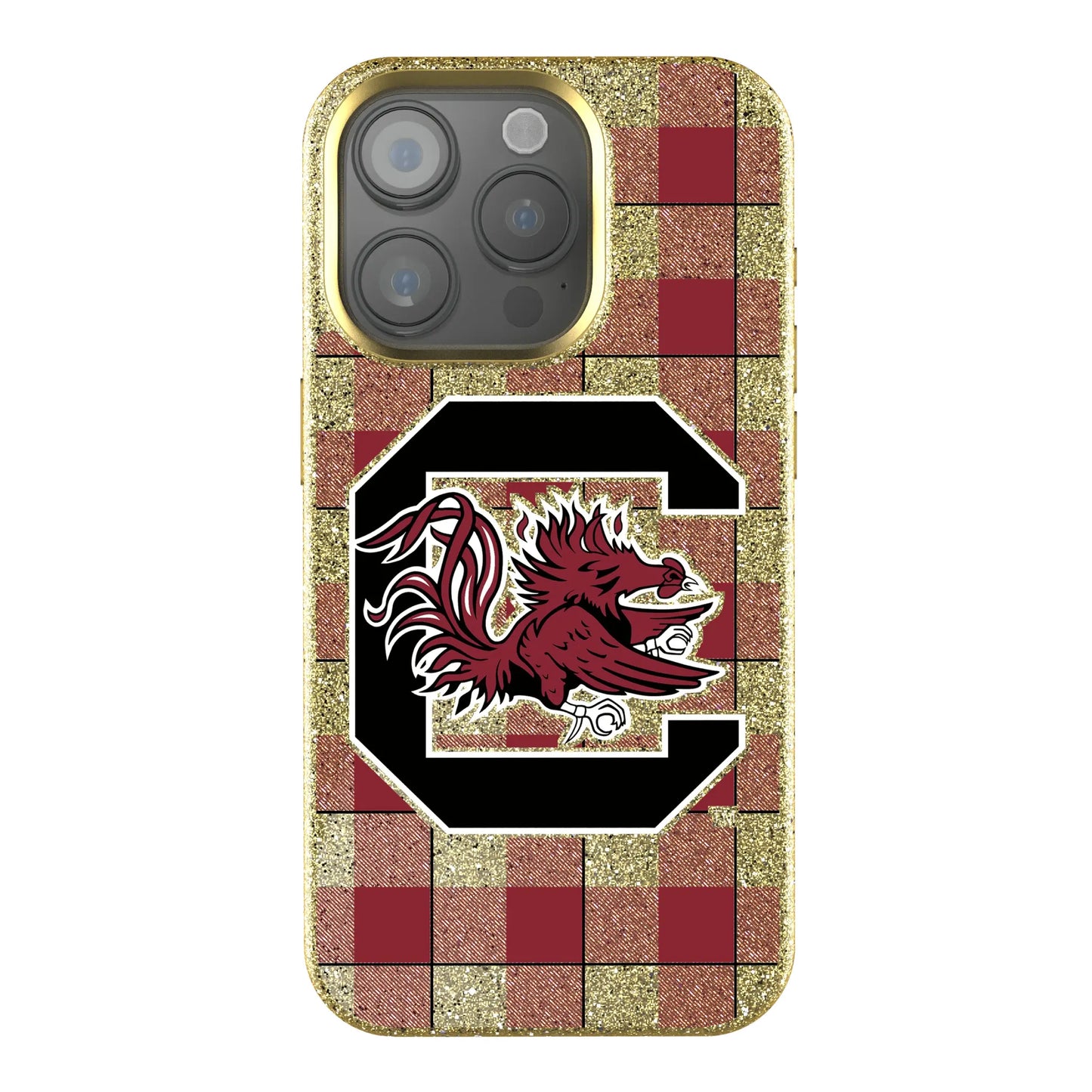 University of South Carolina Gamecocks Plaid Bling Phone Case for Apple iPhone