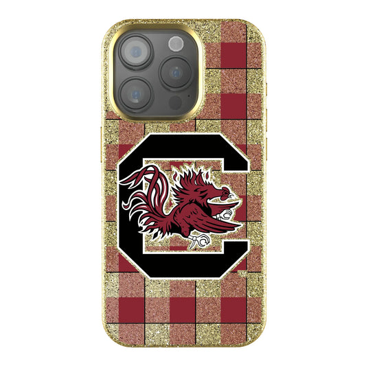 University of South Carolina Gamecocks Plaid Bling Phone Case for Apple iPhone