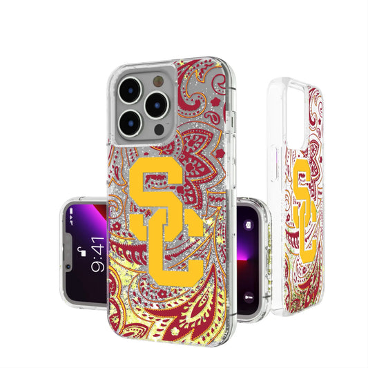 University of Southern California Trojans Paisley Glitter Phone Case for Apple iPhone