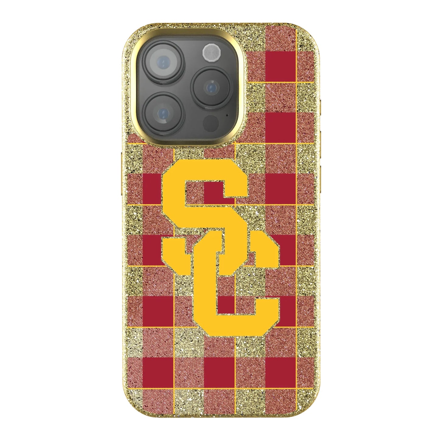 University of Southern California Trojans Plaid Bling Phone Case for Apple iPhone