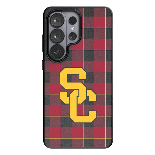 University of Southern California Trojans Plaid MagSafe Compatible Phone Case for Samsung Galaxy