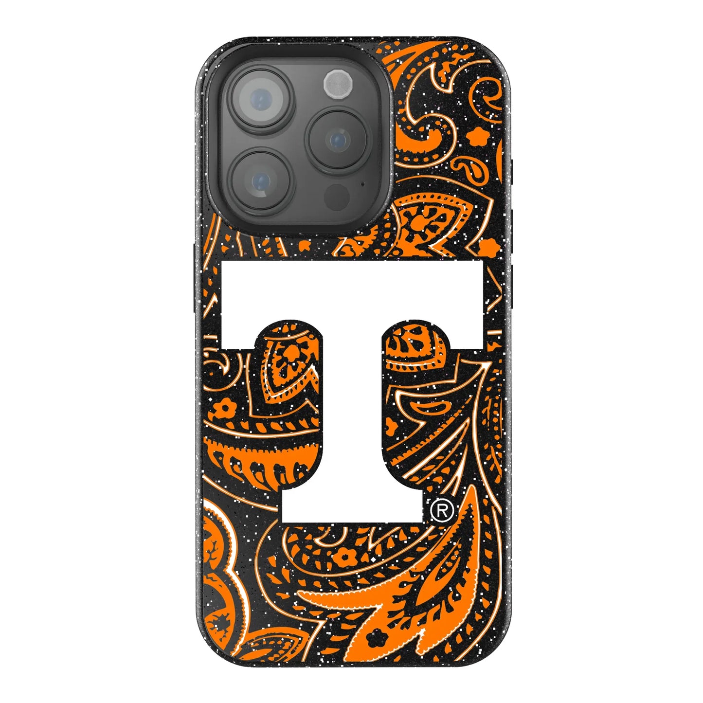 University of Tennessee Volunteers Paisley Black Bling Phone Case for Apple iPhone