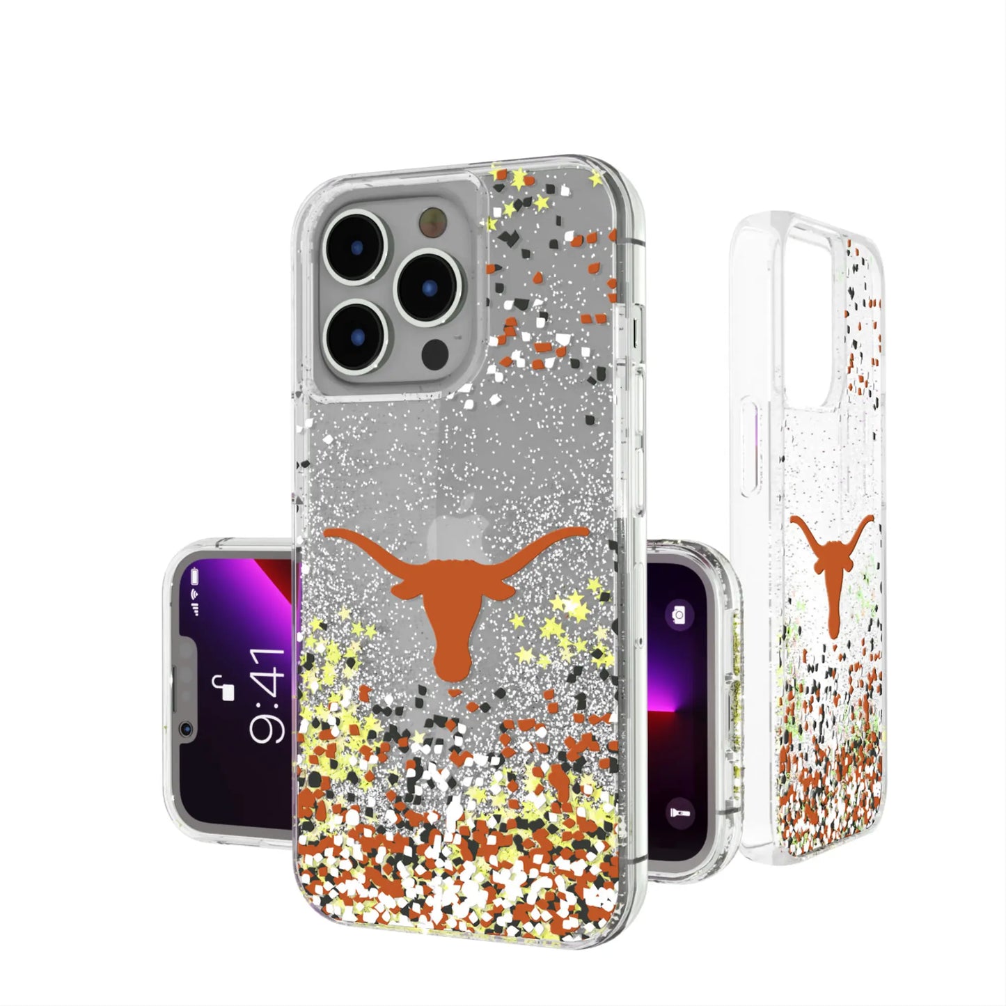 University of Texas Longhorns Confetti Glitter Phone Case for Apple iPhone