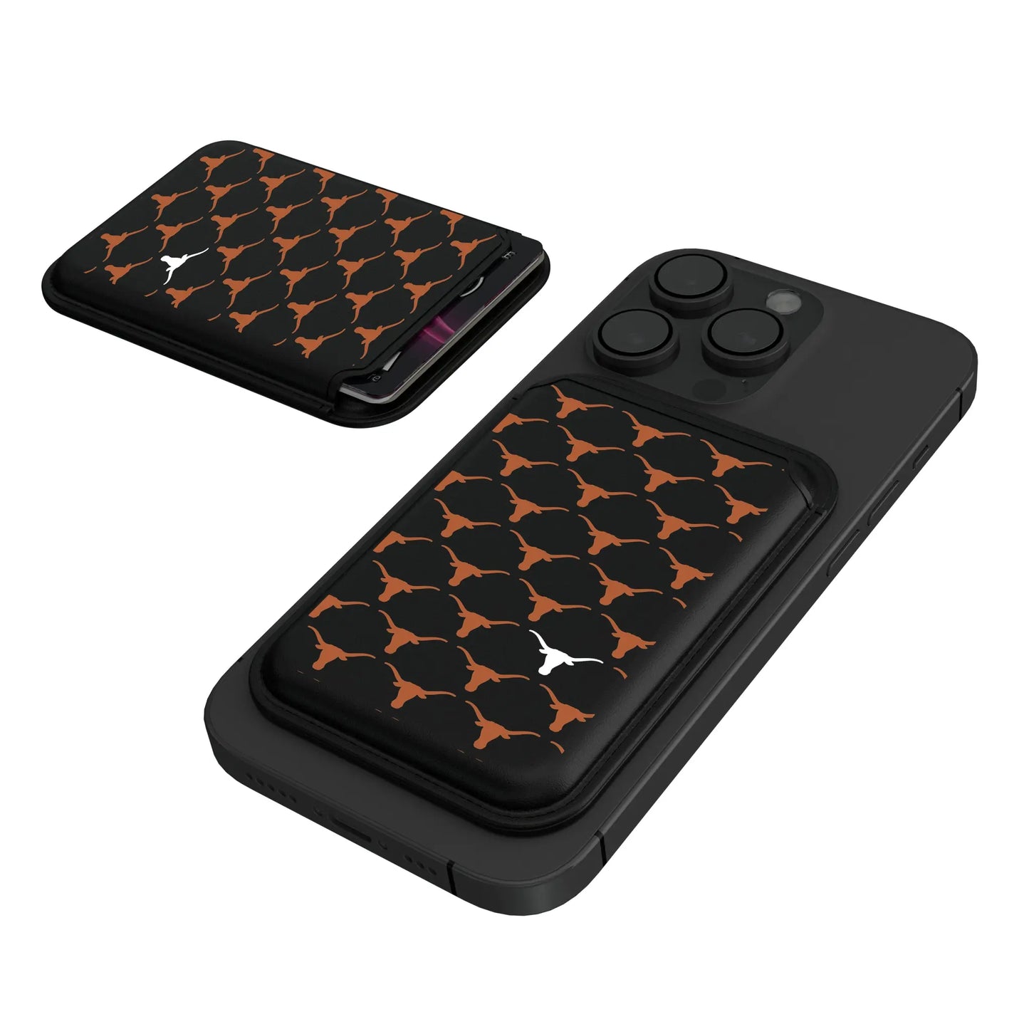 University of Texas Longhorns Fashion Pattern Black Magnetic Credit Card Wallet