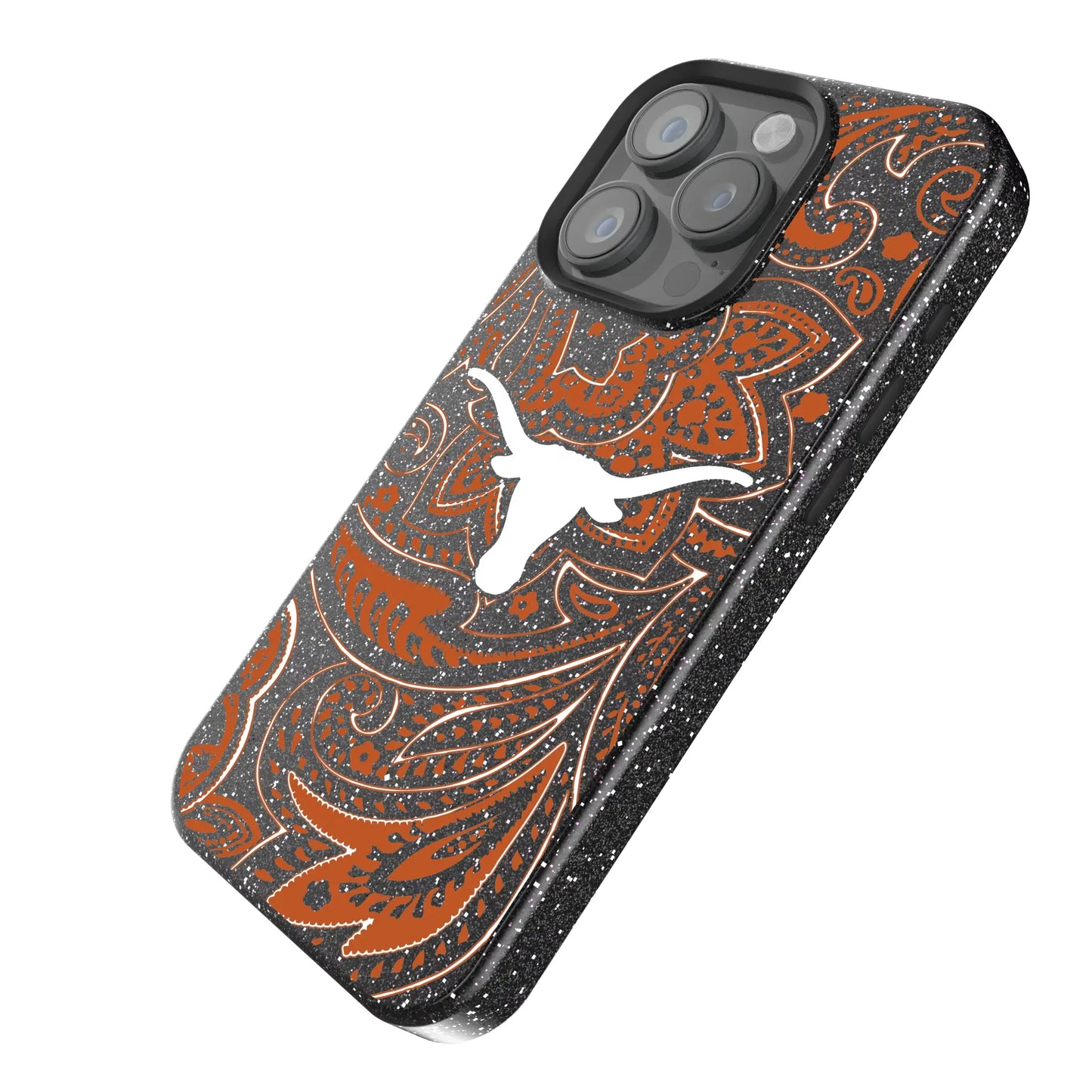 University of Texas Longhorns Paisley Black Bling Phone Case for Apple iPhone