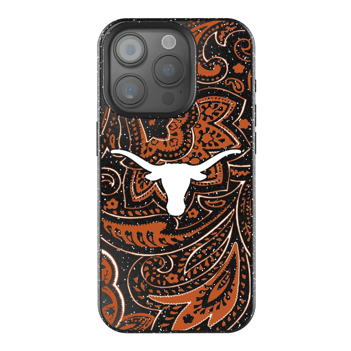 University of Texas Longhorns Paisley Black Bling Phone Case for Apple iPhone