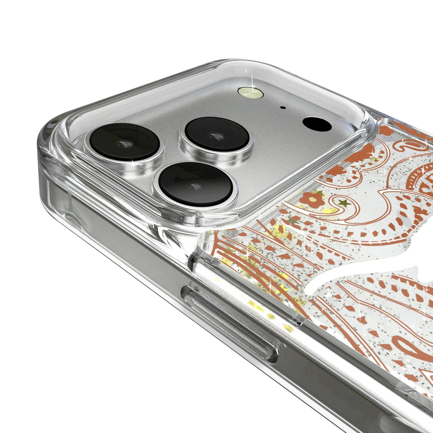 University of Texas Longhorns Paisley Glitter Phone Case for Apple iPhone