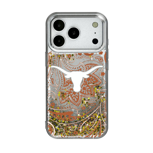 University of Texas Longhorns Paisley Glitter Phone Case for Apple iPhone