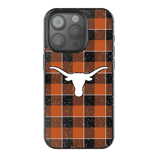University of Texas Longhorns Plaid Black Bling Phone Case for Apple iPhone