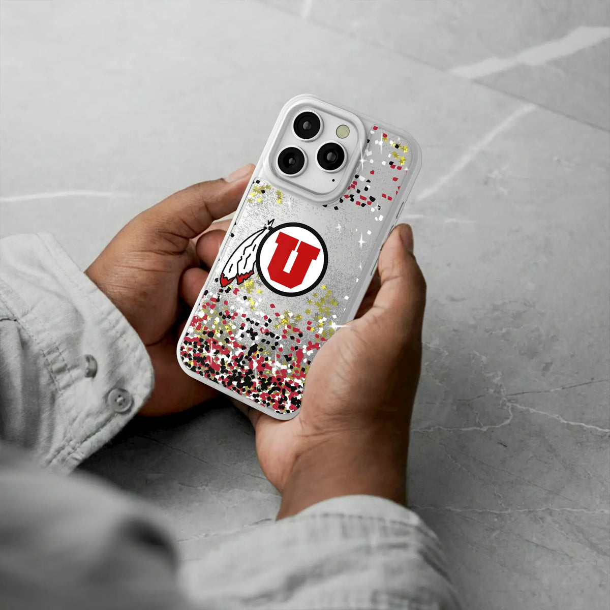 University of Utah Utes Confetti Glitter Phone Case for Apple iPhone