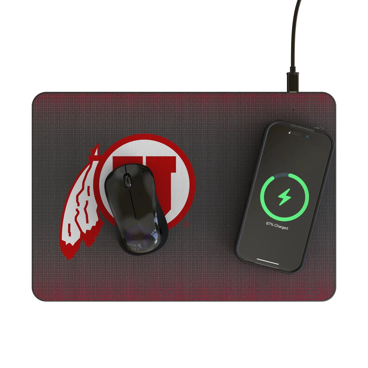 University of Utah Utes Linen 15-Watt Wireless Charger and Mouse Pad