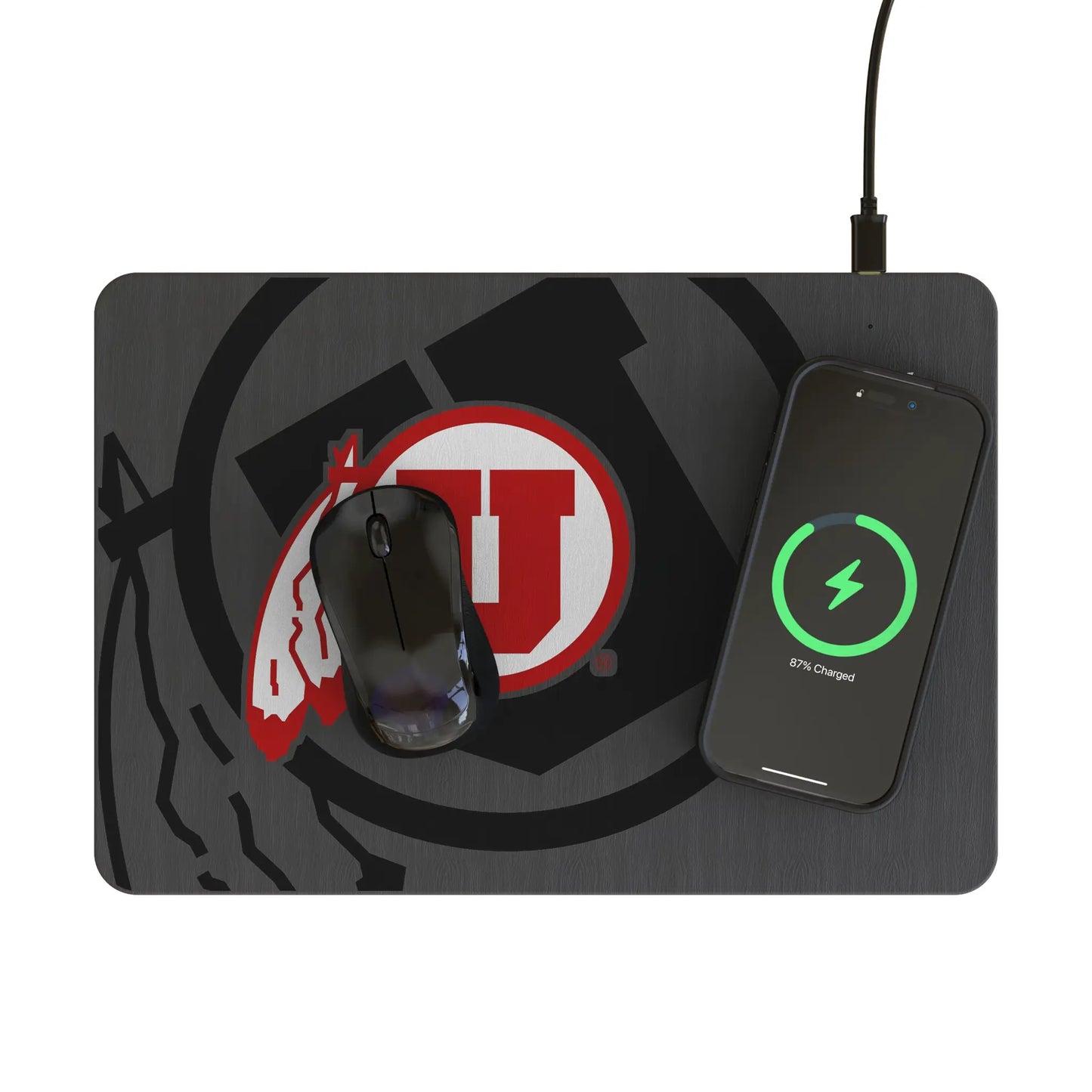 University of Utah Utes Monocolor Tilt 15-Watt Wireless Charger and Mouse Pad