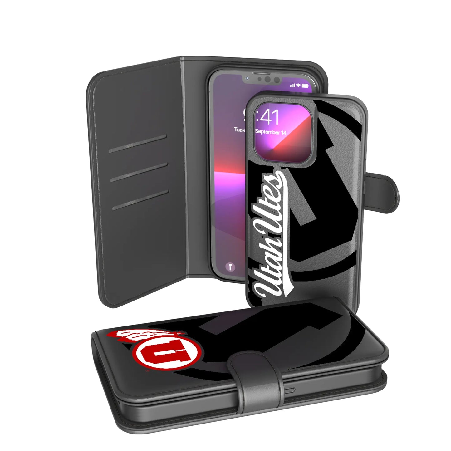 University of Utah Utes Monocolor Tilt Wallet Phone Case for Apple iPhone