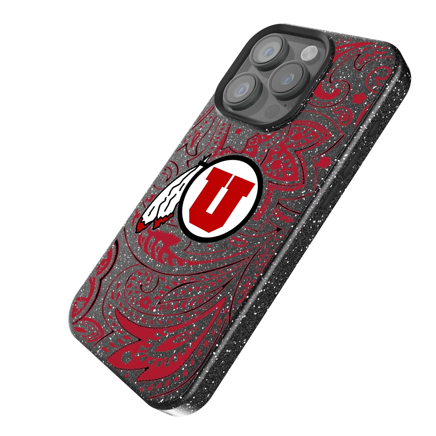 University of Utah Utes Paisley Black Bling Phone Case for Apple iPhone