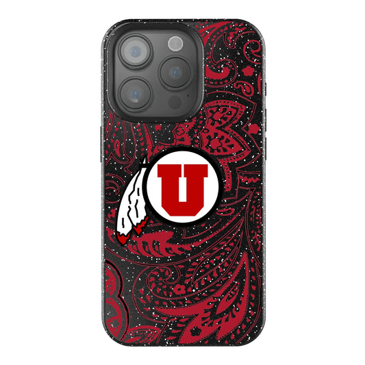 University of Utah Utes Paisley Black Bling Phone Case for Apple iPhone