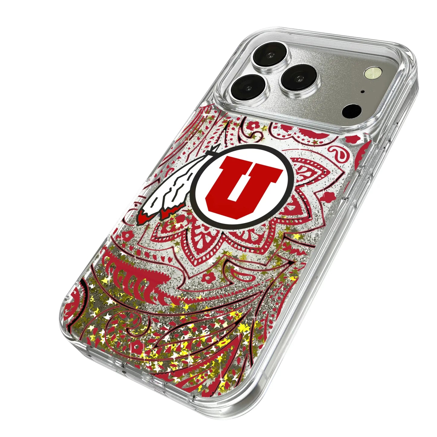 University of Utah Utes Paisley Glitter Phone Case for Apple iPhone