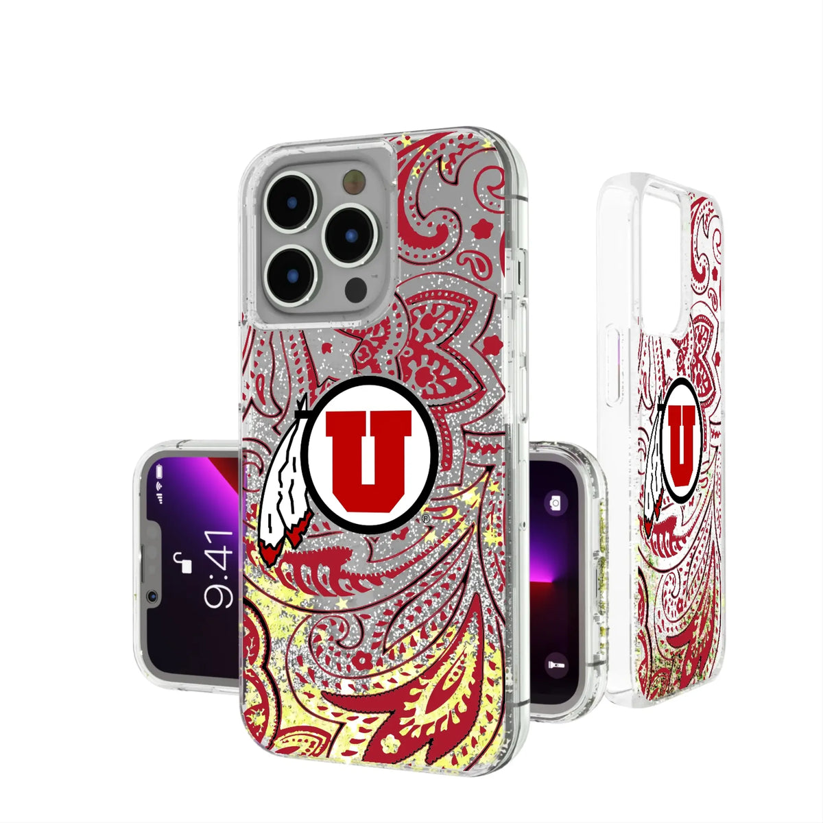 University of Utah Utes Paisley Glitter Phone Case for Apple iPhone