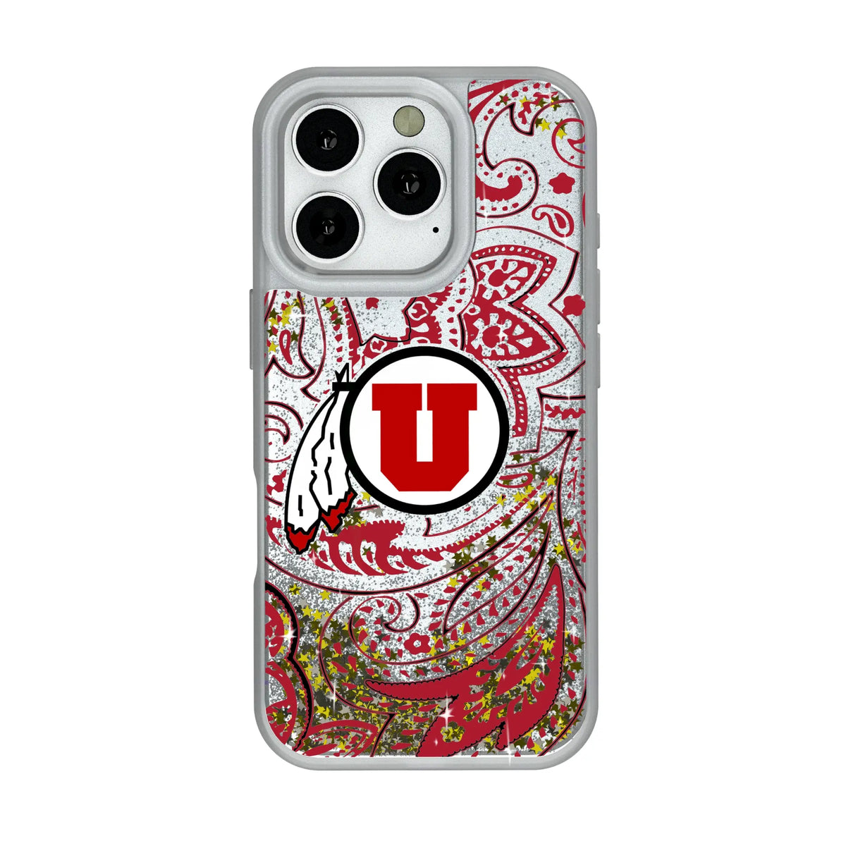 University of Utah Utes Paisley Glitter Phone Case for Apple iPhone