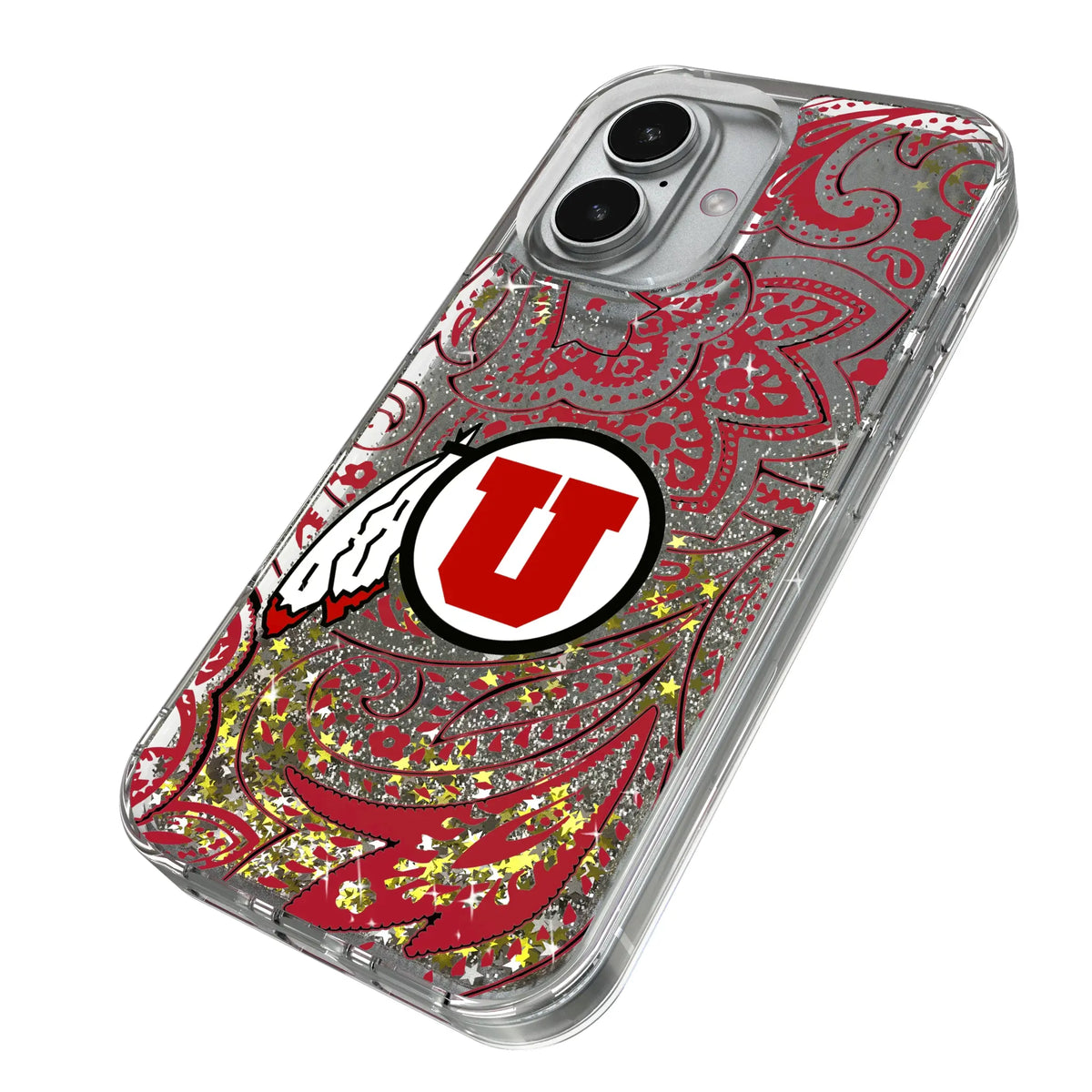 University of Utah Utes Paisley Glitter Phone Case for Apple iPhone