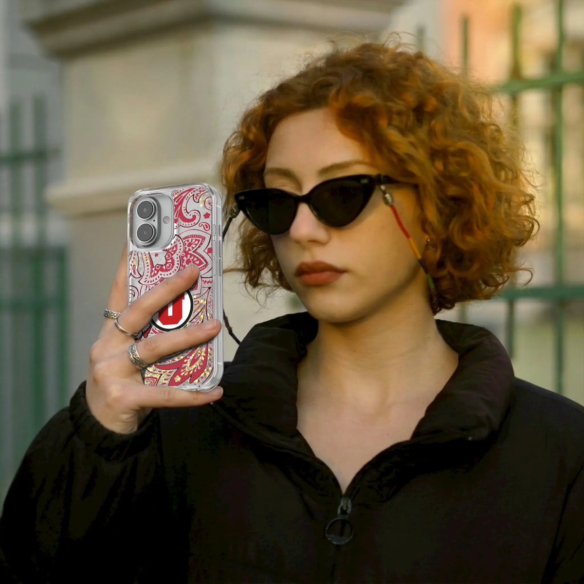 University of Utah Utes Paisley Glitter Phone Case for Apple iPhone
