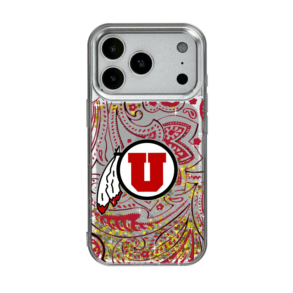 University of Utah Utes Paisley Glitter Phone Case for Apple iPhone