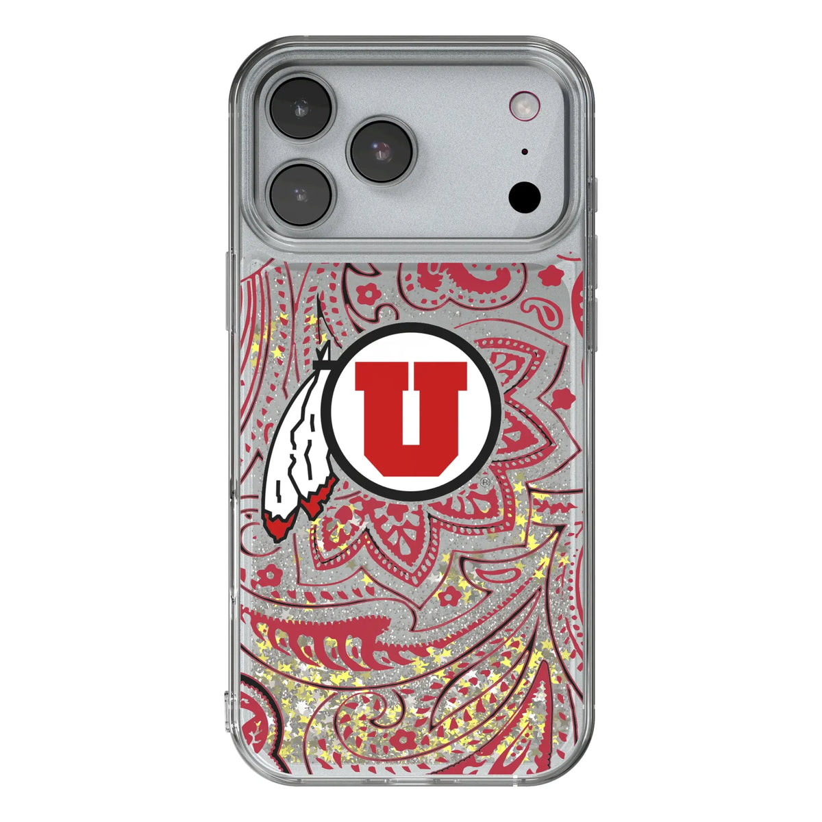 University of Utah Utes Paisley Glitter Phone Case for Apple iPhone