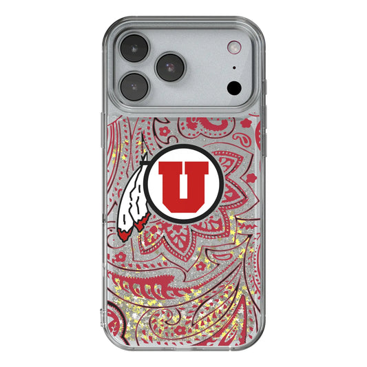 University of Utah Utes Paisley Glitter Phone Case for Apple iPhone