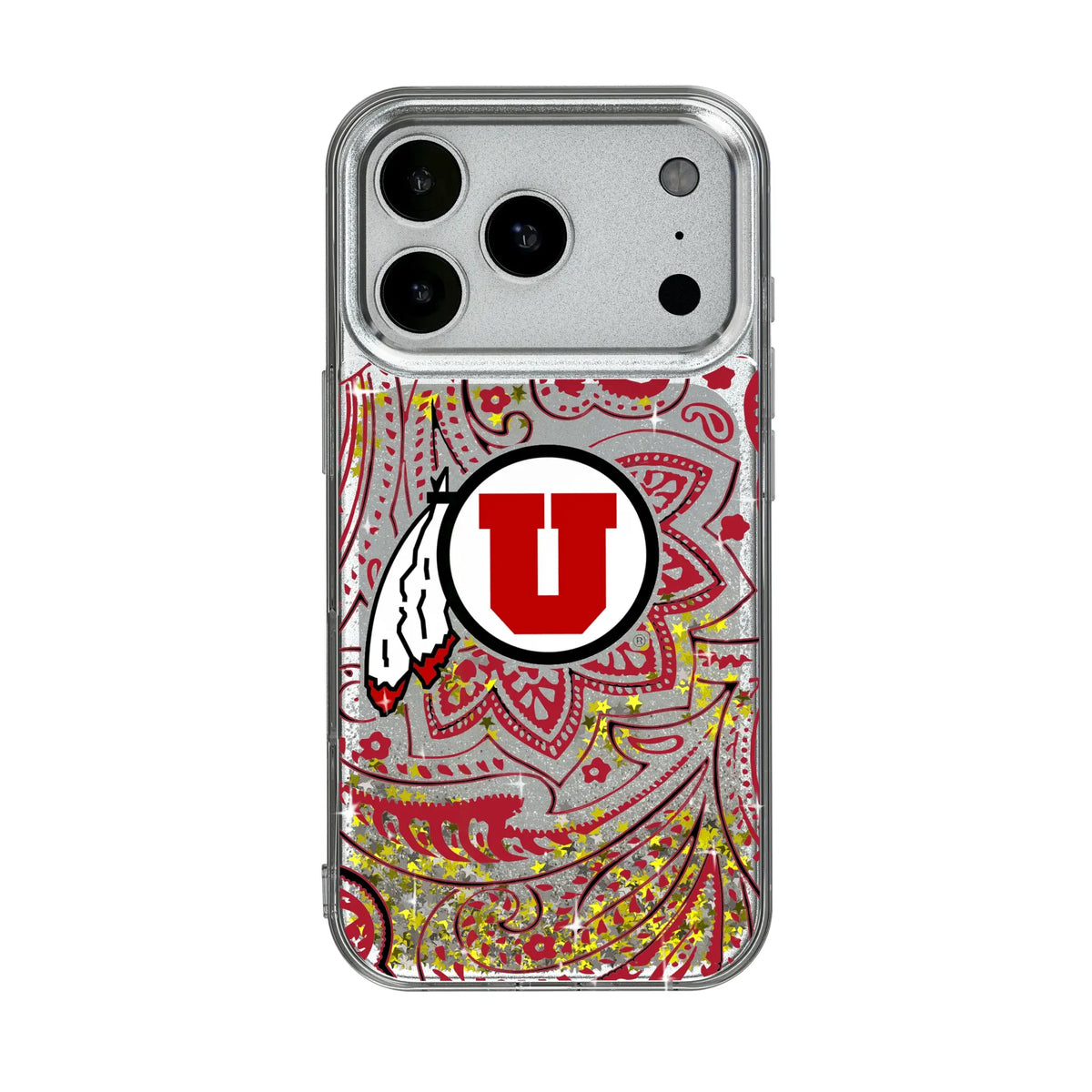 University of Utah Utes Paisley Glitter Phone Case for Apple iPhone