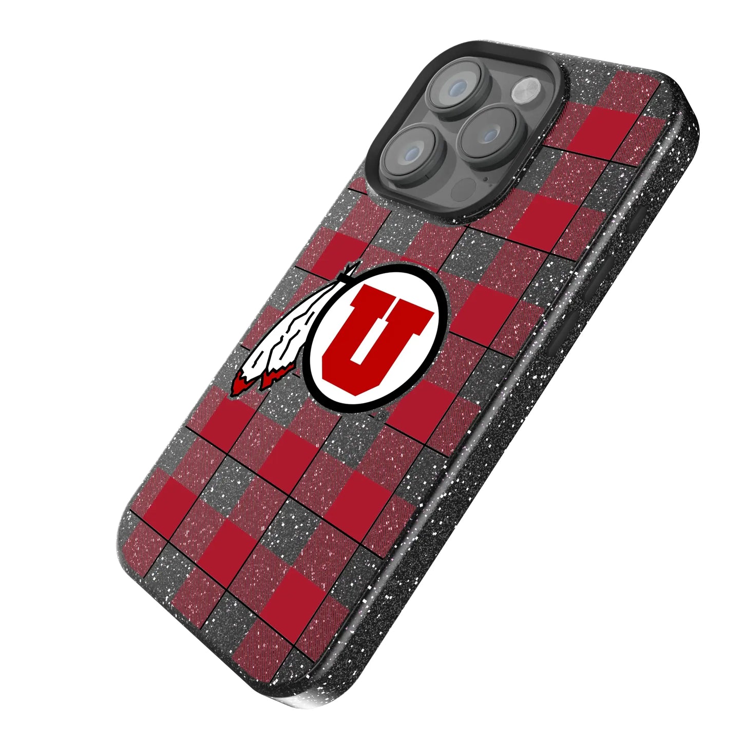 University of Utah Utes Plaid Black Bling Phone Case for Apple iPhone