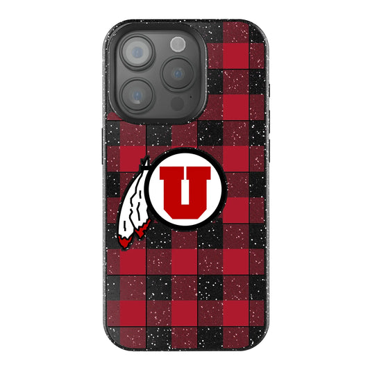 University of Utah Utes Plaid Black Bling Phone Case for Apple iPhone