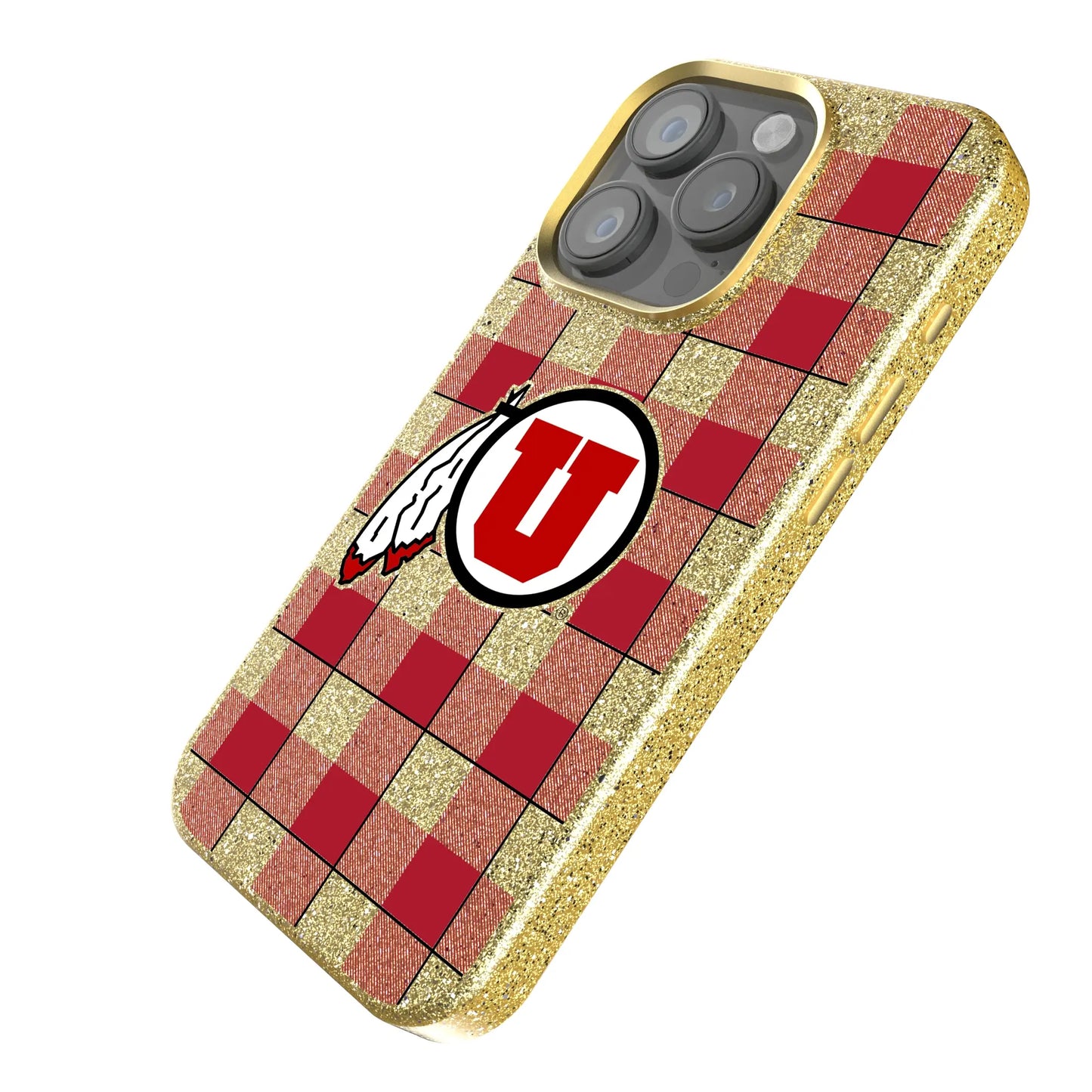 University of Utah Utes Plaid Bling Phone Case for Apple iPhone