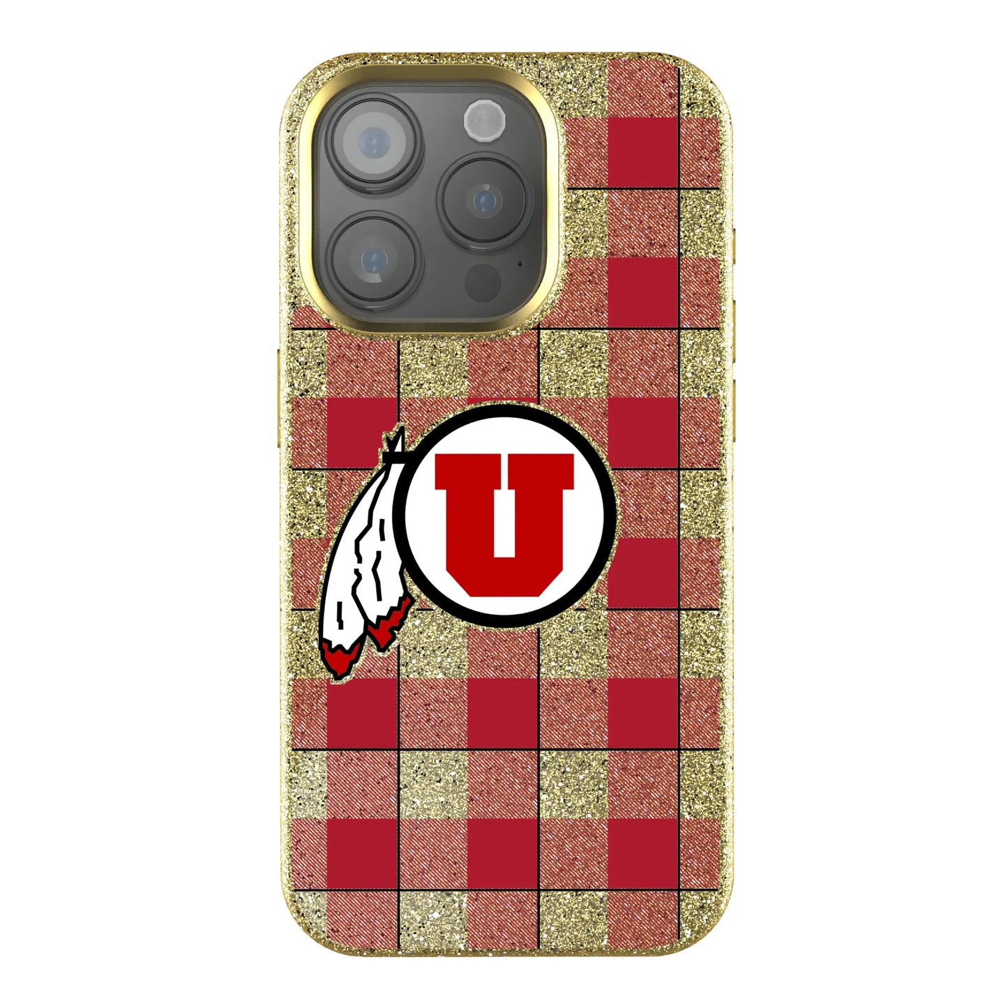 University of Utah Utes Plaid Bling Phone Case for Apple iPhone