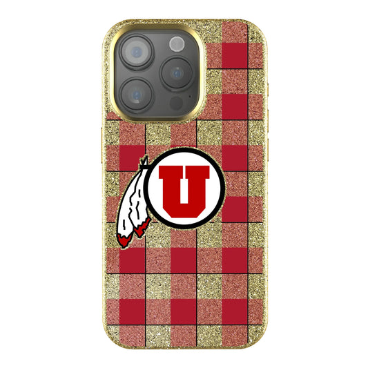 University of Utah Utes Plaid Bling Phone Case for Apple iPhone