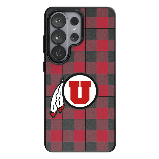 University of Utah Utes Plaid MagSafe Compatible Phone Case for Samsung Galaxy