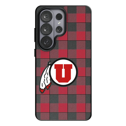 University of Utah Utes Plaid MagSafe Compatible Phone Case for Samsung Galaxy