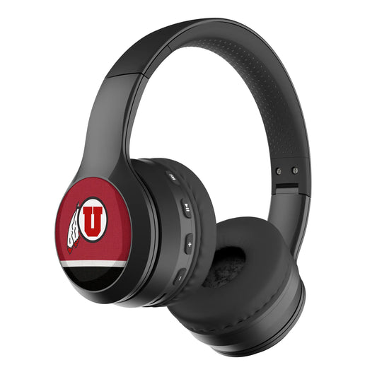 University of Utah Utes Stripe Wireless Over-Ear BT Headphones With Case