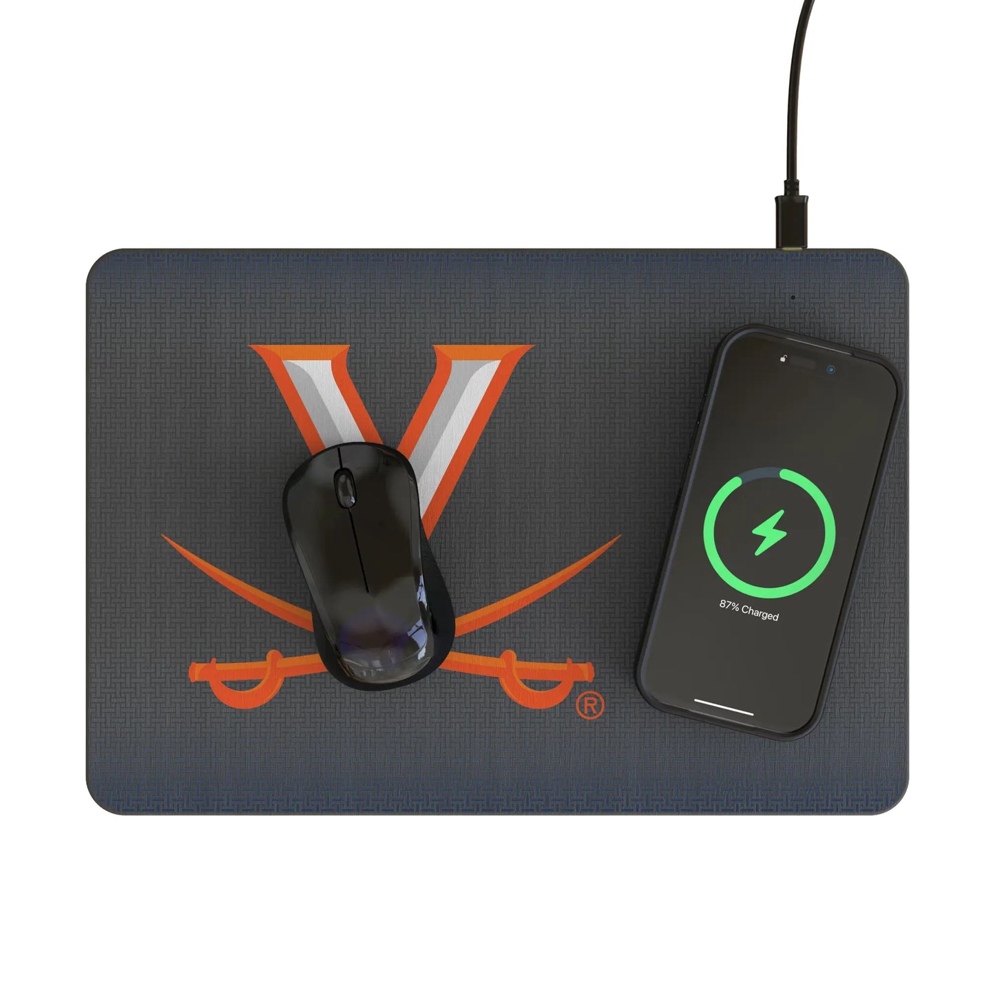 University of Virginia Cavaliers Linen 15-Watt Wireless Charger and Mouse Pad