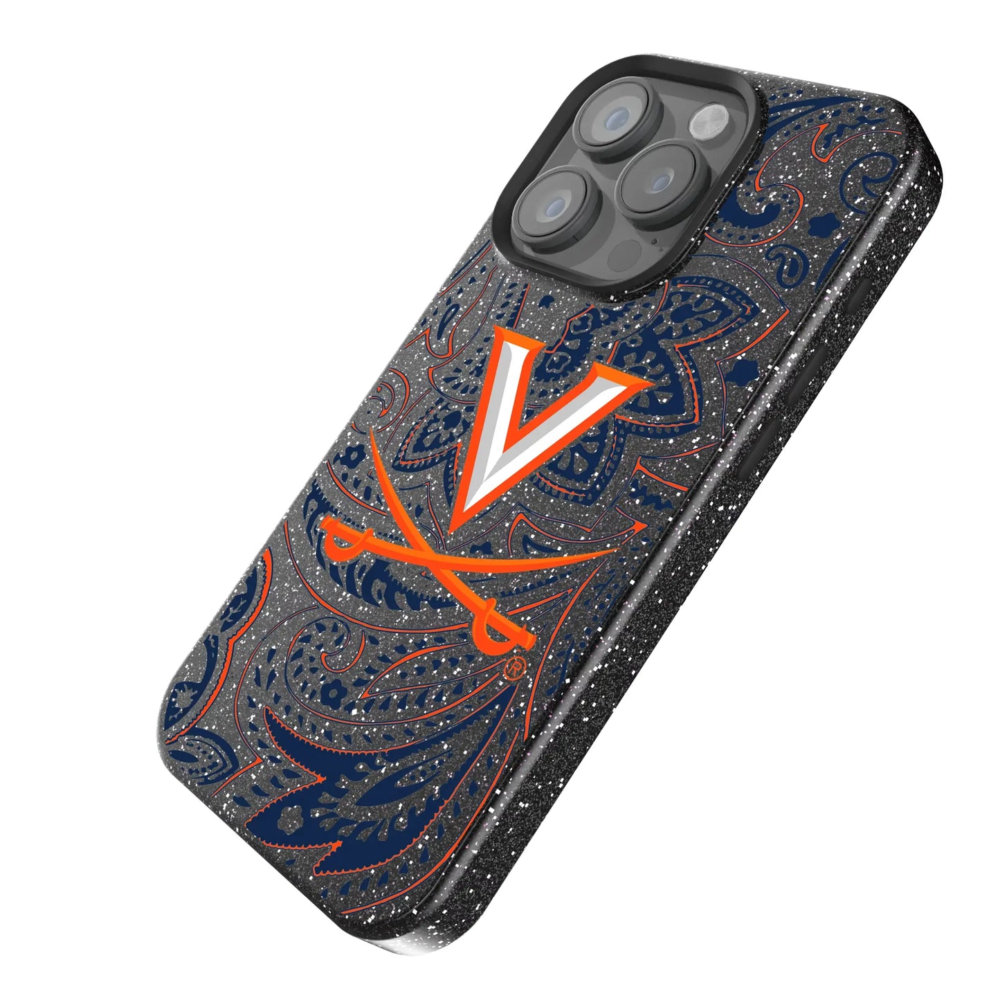 University of Virginia Cavaliers Paisley Black Bling Phone Case for Apple iPhone