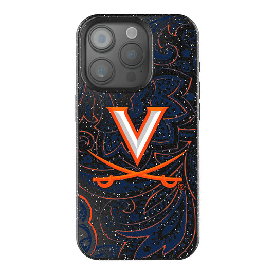 University of Virginia Cavaliers Paisley Black Bling Phone Case for Apple iPhone