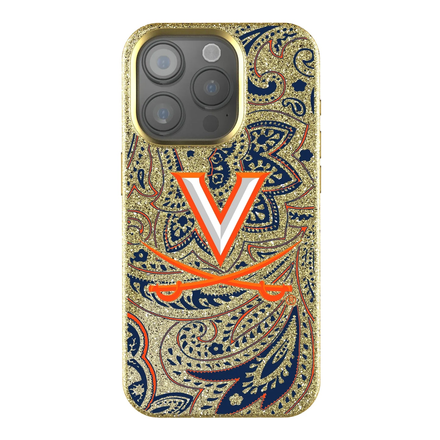 University of Virginia Cavaliers Paisley Bling Phone Case for Apple iPhone