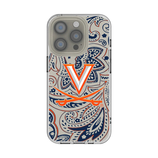 University of Virginia Cavaliers Paisley Clear Phone Case for Apple iPhone