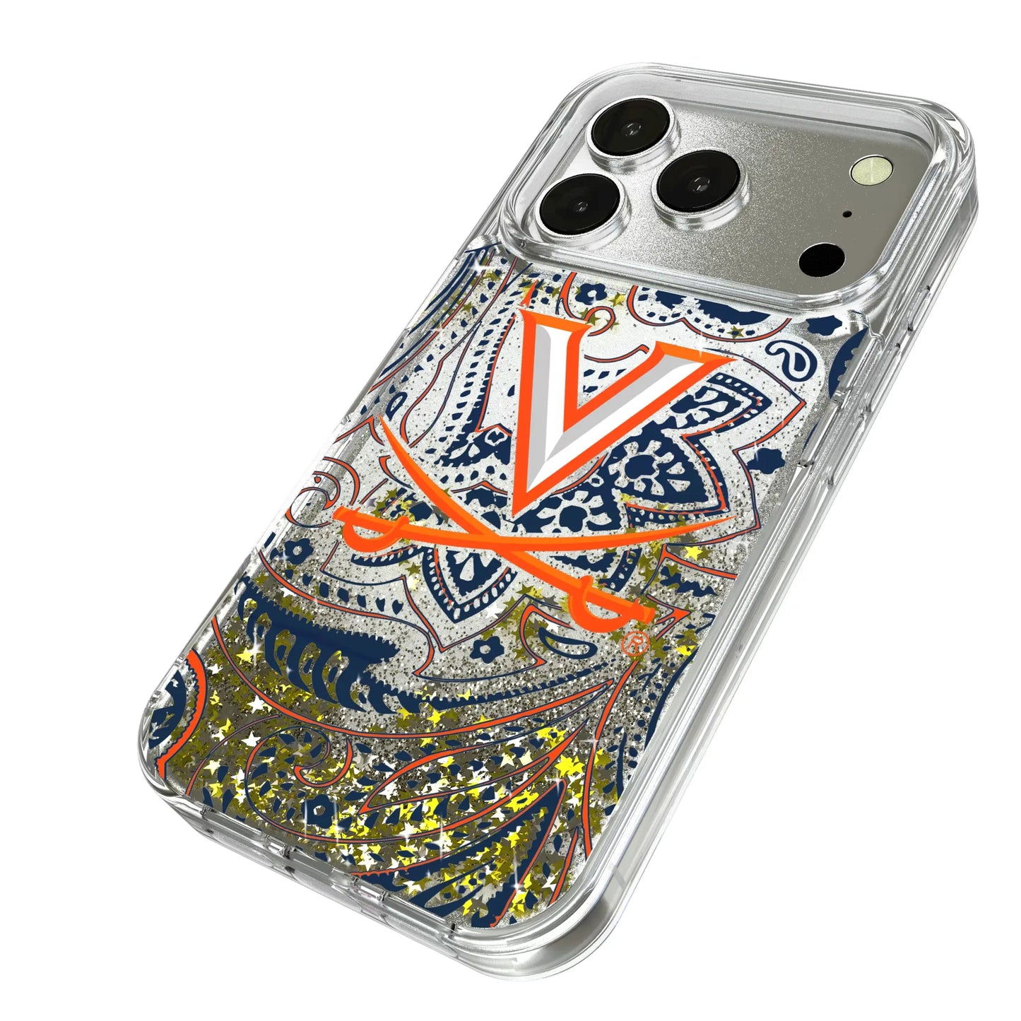 University of Virginia Cavaliers Paisley Glitter Phone Case for Apple iPhone