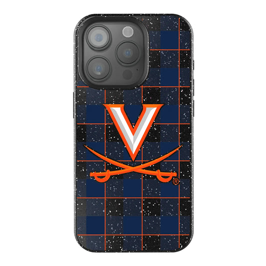 University of Virginia Cavaliers Plaid Black Bling Phone Case for Apple iPhone